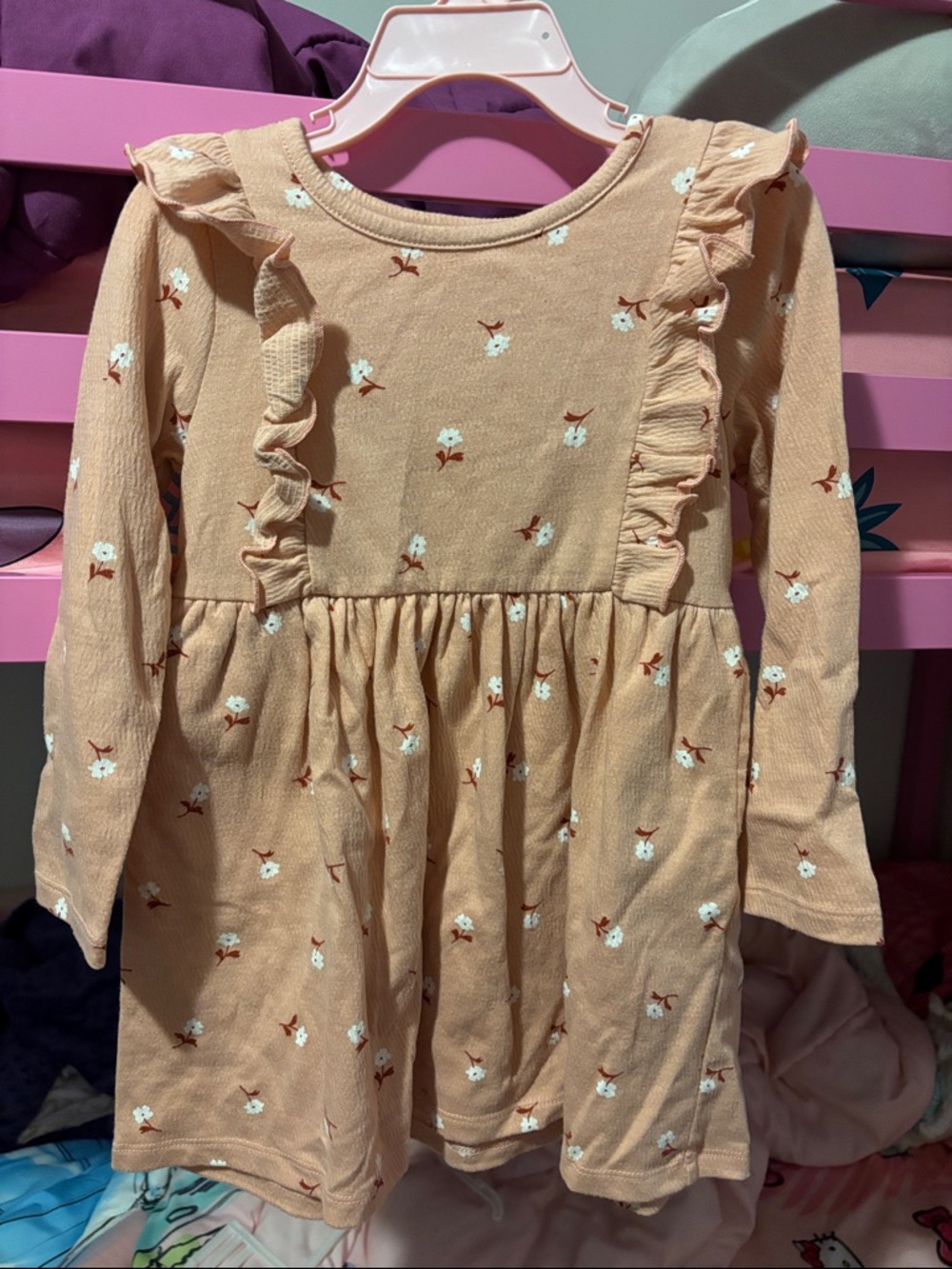 Cat & Jack Pink Floral Ruffle Long Sleeve Dress